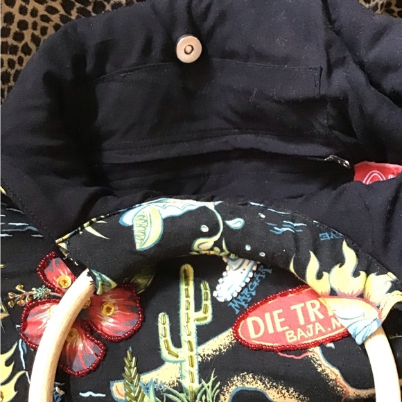 Retro Beaded Tourist Tote Bag by Die Trying - Picture 4 of 5